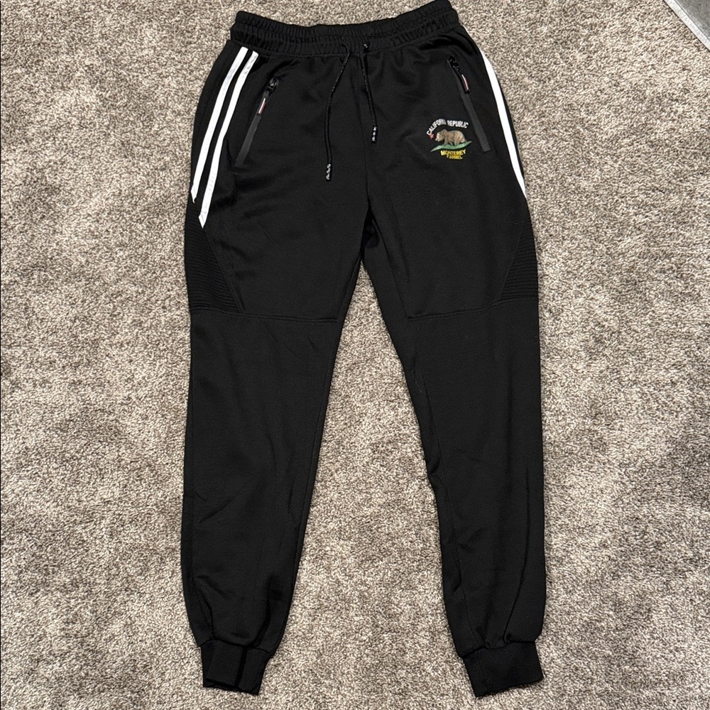 Black Joggers with White Stripes